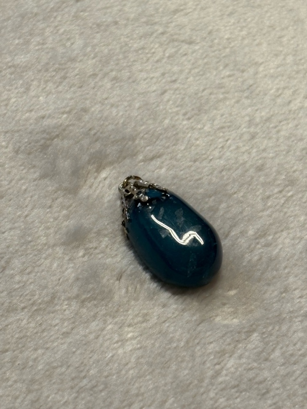 Blue Teardrop Pendant Necklace with Silver Bail
